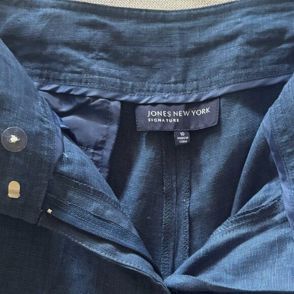 Jones New York - 100% Linen Aegean Ink Blue Pants (Size: 10) - Picture 4 of 5